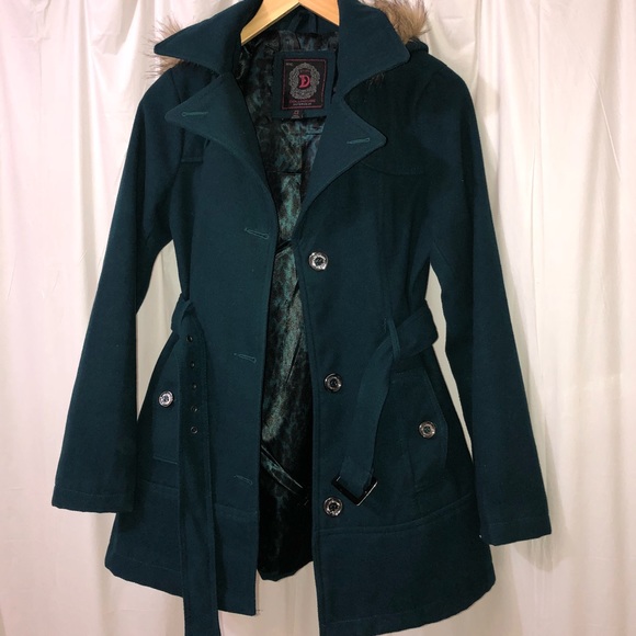 Dollhouse Jackets & Blazers - Hooded Teal Pea Coat LIKE NEW
